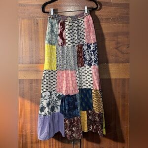 Kathmudo ImportsBohemian Cotton Patchwork Skirt Cotton Elastic Waist Small